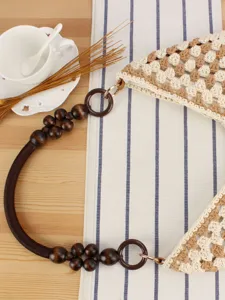 Stylish cotton rope woven shoulder bag, bohemian beach vacation casual handbag for women.