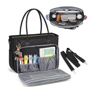 Gesteppte Polyester Laptop Tragetasche Für Damen Große Kapazität Lehrer Krankenschwester Aktentasche Mit Isoliertertasche Umhängetasche