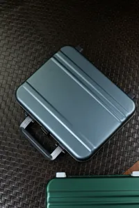 Draagbare grijze horloge-opbergdoos met duurzame harde schaal en ergonomisch handvat.