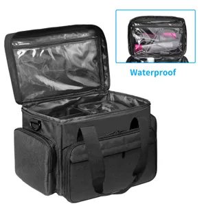 Bolso de maquillaje de viaje grande con divisores, organizador profesional impermeable para herramientas.