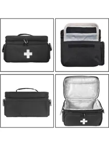 Small portable first aid medical storage bag home emergency tool kit black organizer bag