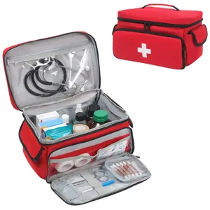 Portable first aid medical bag empty emergency storage organizer for home travel use