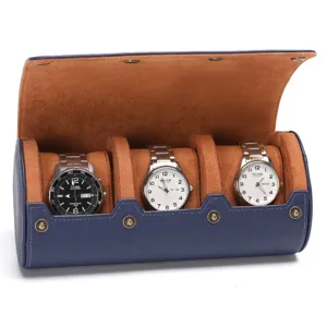 Luxe leren horloge roll opbergdoos organizer met 3 slots voor heren en dames horloges
