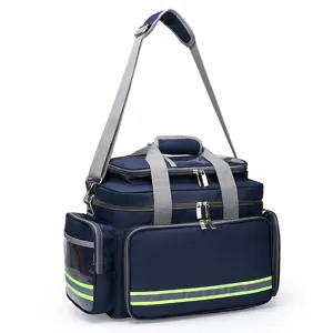 Bolsa médica de emergencia en tela oxford, bolso de hombro de primeros auxilios, azul oscuro.