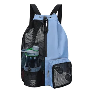 Outdoor zwemmen mesh trekkoord strand rugzak, lichtgewicht sport fitness gym schoudertas.