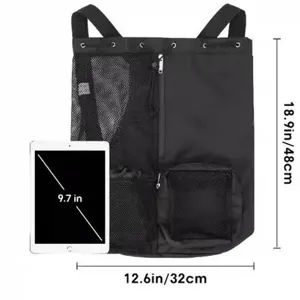 Unisex outdoor zwemnet strand rugzak met meerdere zakken en verstelbare bandjes.