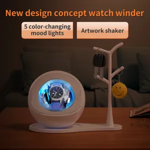 Kreativer ABS Automatischer Uhrenbeweger Schlüsselhalter Baum Mechanische Uhrenbox LED Licht Organizer Für Heim-Schreibtisch