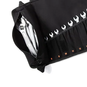 Borsa per attrezzi in tela resistente con scomparti per chiavi e tasca con zip di dettaglio