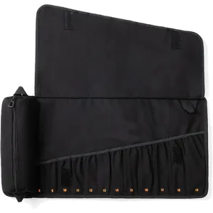 Borsa porta attrezzi in tela nera arrotolabile organizer per chiavi con tasche e taglie 8-19