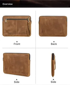 Fundas para ordenador portatil de cuero genuino para MacBook Pro 14 pulgadas con bolsillo.