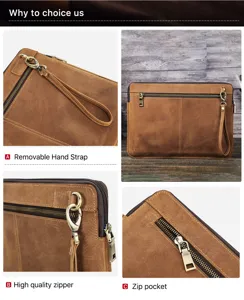 Fundas para portatiles de cuero genuino para MacBook Pro 14, bolso marron vintage