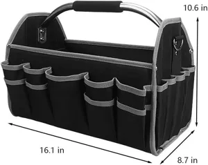 Gran bolsa de herramientas con múltiples bolsillos, organizador resistente para electricistas.