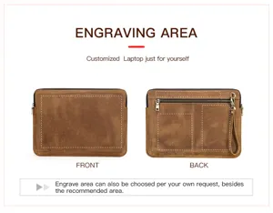 Funda para ordenador portatil de cuero genuino de 14 pulgadas bolsa protectora personalizada