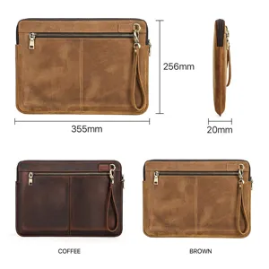Fundas para ordenador portatil de cuero genuino 14 pulgadas bolsa protectora de negocios impermeable
