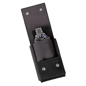 Draagbare PU lederen horloge reisetui enkele sleuf zwarte horloge organizer tas