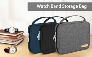 Watch band storage bag portable travel organizer case for multiple smart watch straps.