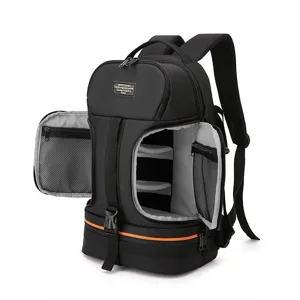 Multi-functional waterproof camera backpack with side access, double-layer storage for digital gear.