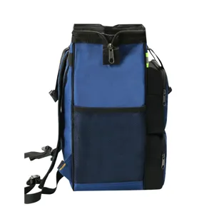 Multifunctional blue and black waterproof oxford cloth double shoulder tool backpack main view.
