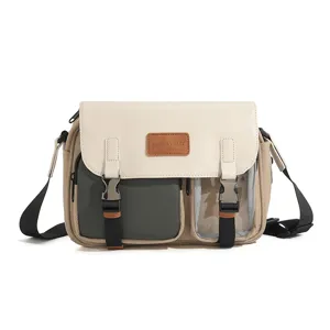 Sac bandoulière rétro en toile pour appareil photo, sac imperméable étanche quotidien.