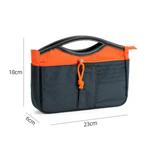 Handheld insert organizer bag multifunctional large capacity multi-compartment cosmetic storage.