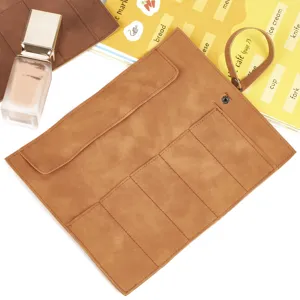 Bolsa enrollable de cuero nobuk marrón para correa de reloj viaje portátil organizador multiusos