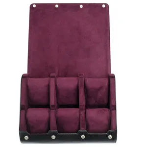 Large capacity 6-slot watch storage box with velvet interior and snap closure for mechanical watches.