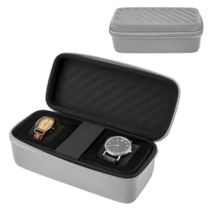 Boîte de rangement de voyage pour montres portable avec 3 fentes, fermeture éclair et doublure douce.