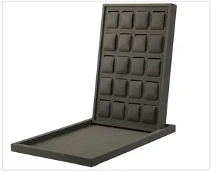 Donkergrijze fluwelen horloge display houder 20 slots sieraden opbergstandaard doos