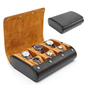 Large Capacity Slot Watch Box Dustproof Storage Case PU Leather Watch Organizer With Removable Pillows And Metal Buckle