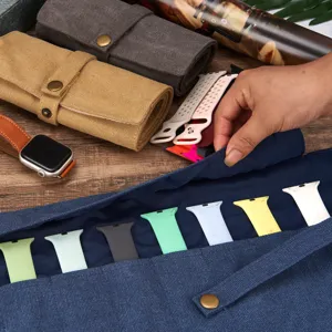 Canvas horlogeband opbergtas met tien sleuven, draagbare reisorganizer voor horlogebanden.