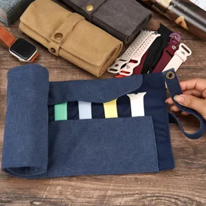 Canvas horlogebandje rol opbergtas met 10 vakken draagbare reisorganizer voor horloges