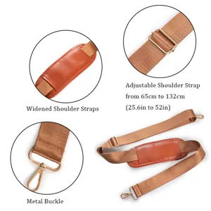 Replacement adjustable shoulder strap with widened PU pad and metal buckle for bags.