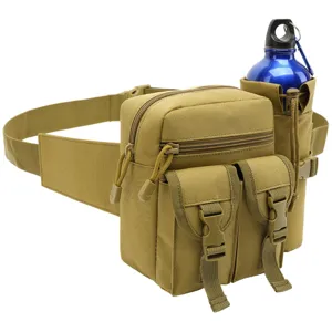 Riñonera Táctica Impermeable De Deportes Al Aire Libre Bolsa De Correr Camuflaje Con Portabotellas Para Hombres
