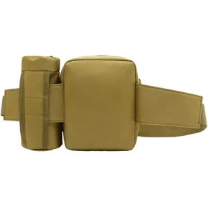 Riñonera táctica de exterior con portabotellas, ideal para correr, senderismo y ciclismo.