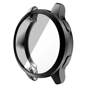 Zwarte TPU smartwatch beschermhoes detail met volledige knop uitsparingen en bescherming.