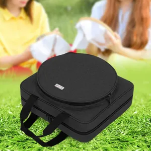 Gran bolsa de almacenamiento para bordado, hilos de coser, lana y herramientas, negra.