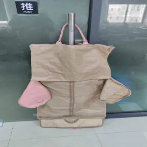 Portable PU leather suit garment bag travel storage organizer with handles and zipper design.