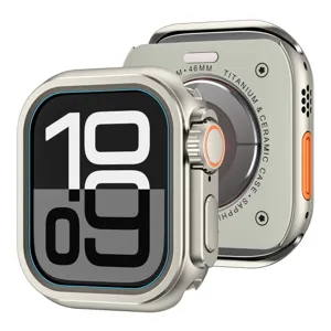 Προστατευτική θήκη smartwatch συμβατη με Apple Watch Ultra, λεπτομέρεια τιτανίου.