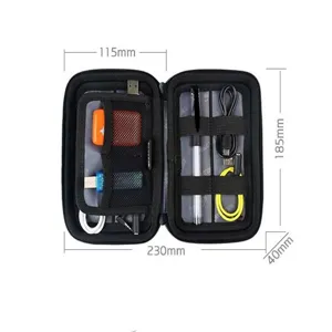 Borsa organizer nera in EVA per accessori elettronici, custodia da viaggio per cavi con zip.