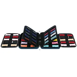 Multi-layer watch strap storage bag with large capacity, portable zipper organizer for smart bands.