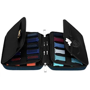 Portable watch strap storage bag with multiple slots, travel organizer for smartwatches.