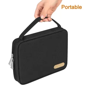 Portable watch strap storage bag organizer for travel gadget accessories black fabric zipper case