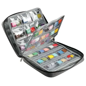 Bolsa Organizadora de Hilos de Bordar de Tela Oxford Gris Estuche de Almacenamiento