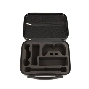 Black hard shell storage case for gaming console, portable zipper carrying bag with foam insert.