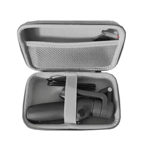 Θήκη μεταφοράς για gimbal smartphone, γκρι υφασμάτινη τσάντα αποθήκευσης με διχτυωτή τσέπη.