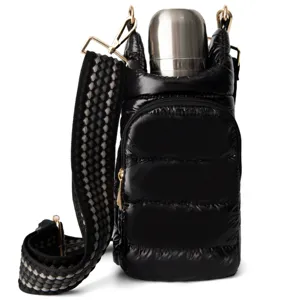 Bolso Bandolera Casual Acolchado de Algodón de Plumón para Mujer Viaje Exterior Botella de Agua Bolso de Hombro Bolso Mensajero Acolchado