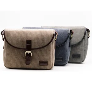Campus stijl casual canvas DSLR camera tas schoudertas fotografie tas hoofdaanzicht display
