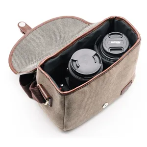 Vintage canvas cameratas schoudertas fotografie tas voor spiegelloze DSLR camera lenzen.
