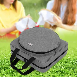 Gran capacidad bolsa de almacenamiento de bordado tela gris organizador de manualidades
