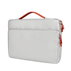 Grijs 16 inch laptophoes met oranje handvat schokbestendige notebooktas business